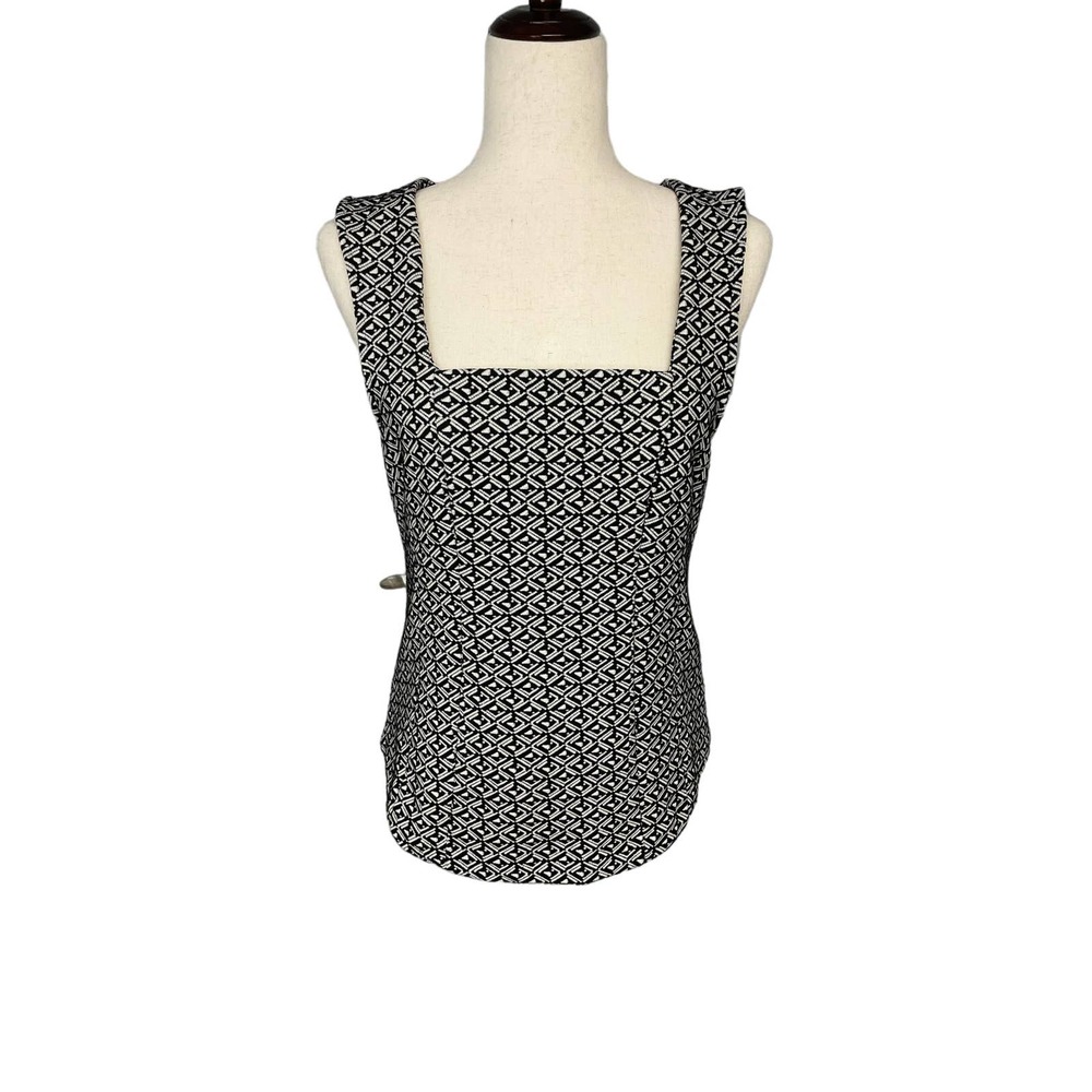 Anthropologie Postmark black white geometric print tank top women's medium